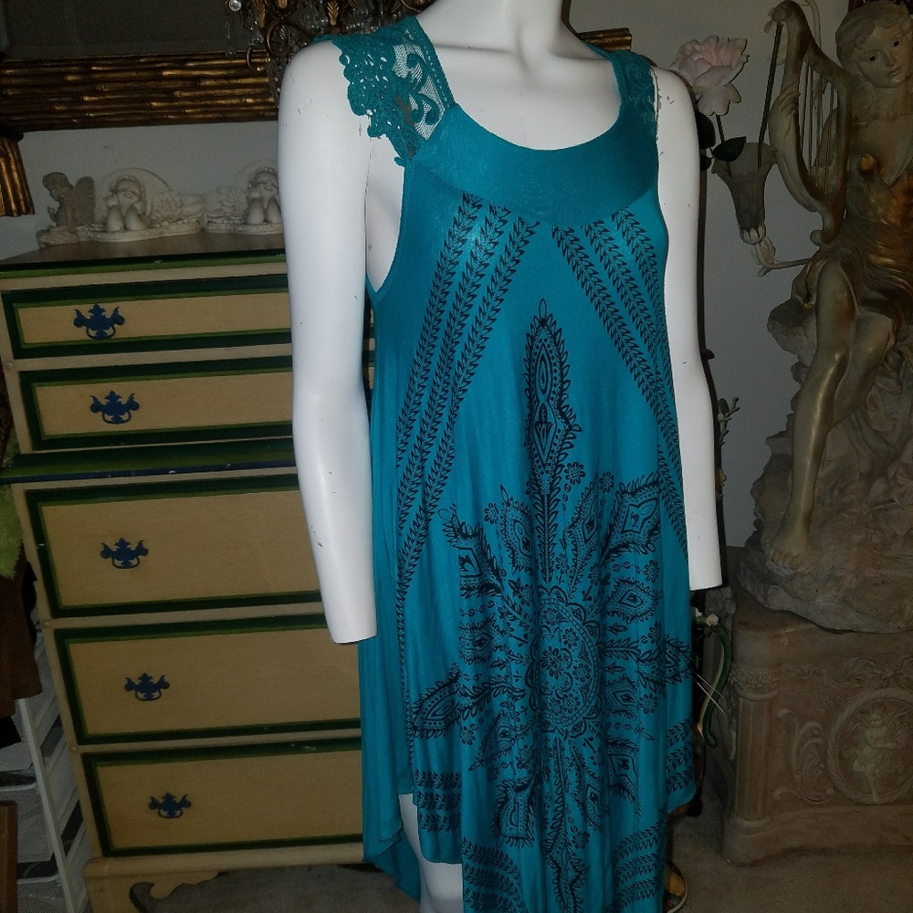 Turquoise printed dress